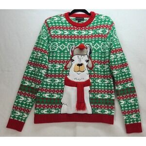 Llama 3D Knit Blizzard Bay M Holiday Ugly‎ Christmas Red Knit Sweater Holiday